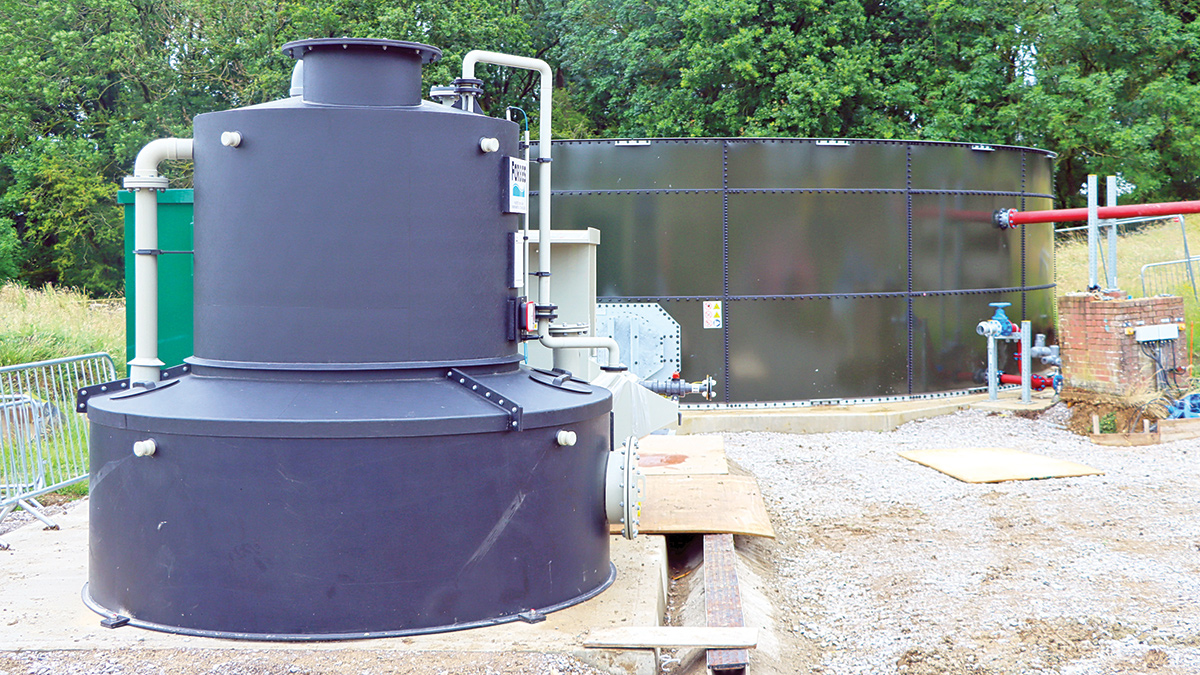 Ferrous chloride storage tank and new stormwater storage tank from Hayes GFS Ltd at Whaddon WRC - Courtesy of Anglian Water’s @one Alliance