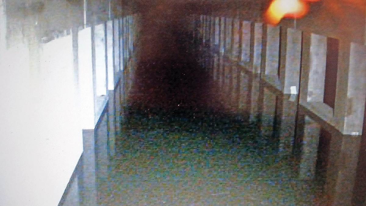 CCTV image inside new storm tank during commissioning - Courtesy of Eric Wright Water