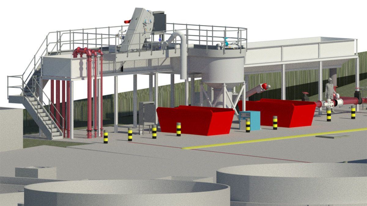 Revit model showing prefabricated inlet works from SPIRAC LTD - Courtesy of MMB