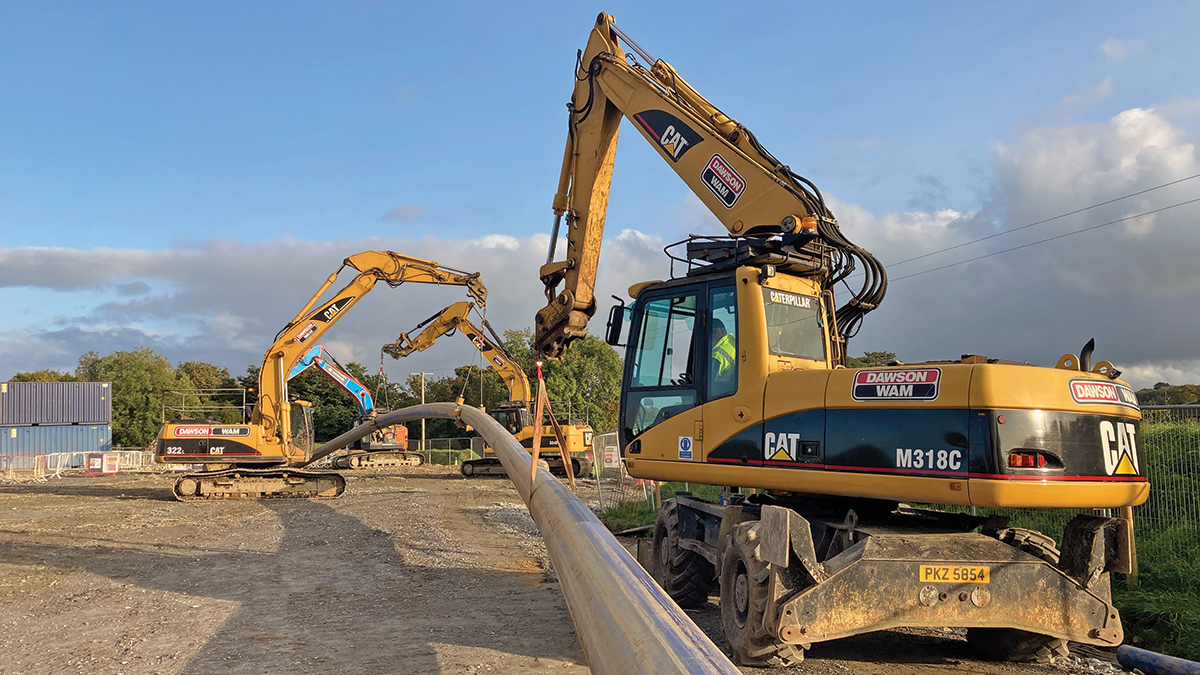 HPPE trunk main being strung out during installation - Courtesy of DAWSON-WAM & NI Water