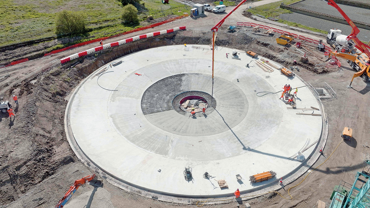 Concrete was poured in concentric rings for precise curing and reduced carbon emissions - Courtesy of Barhale Enpure JV