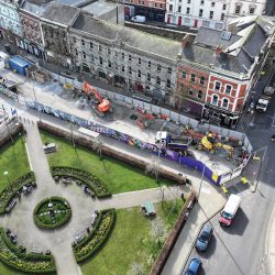 Aerial view of Foyle Street construction – Courtesy of BSG Civil Engineering Ltd