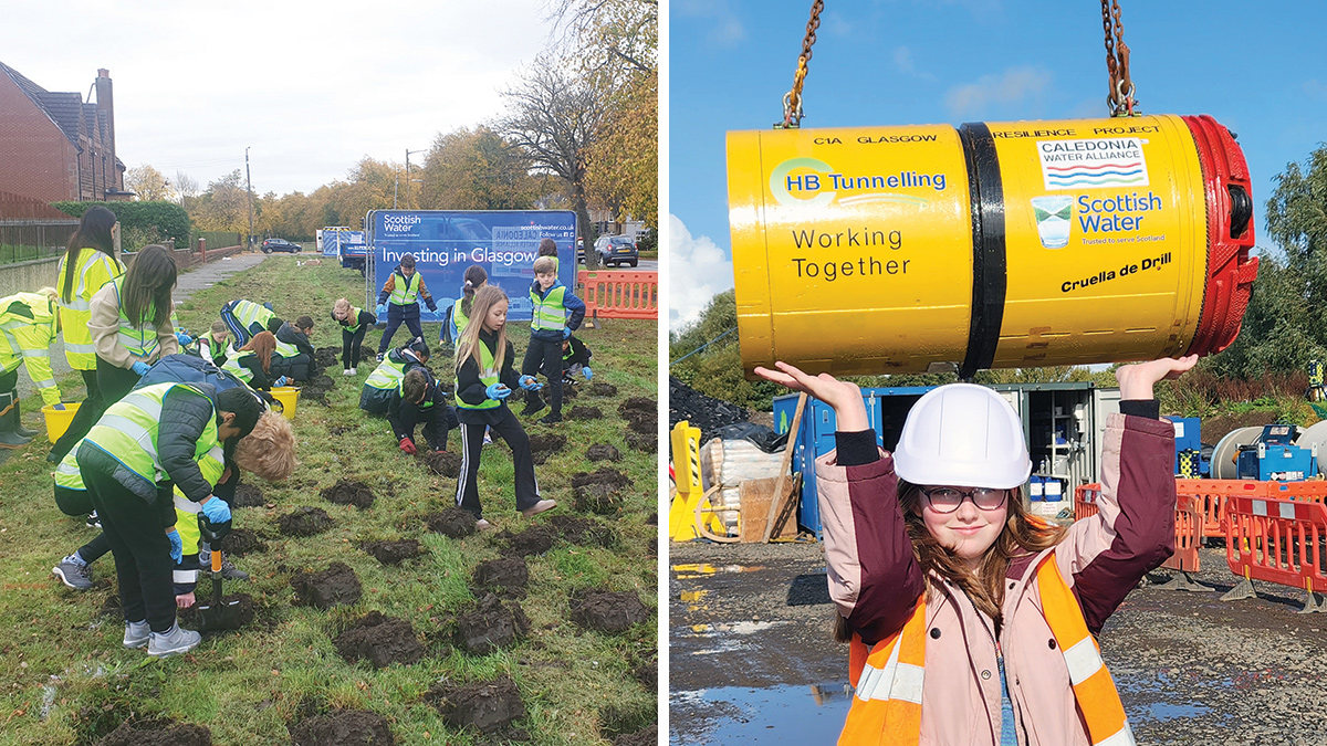 (left) Daffodil bulb planting and (right) TBM “Cruella di Drill” and name competition winner - Courtesy of CWA