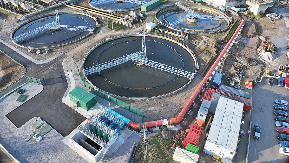 The new RAS anoxic pumping station and 1400mm discharge pipework back to ASP2 - Courtesy of SkyTech Surveys