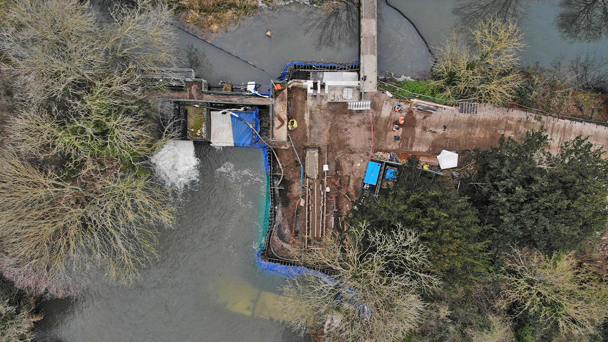 Portadam system in place at the start of construction - Courtesy of Stonbury Ltd