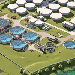 Render showing the new assets at Longbridge STW - Courtesy of Mott MacDonald Bentley