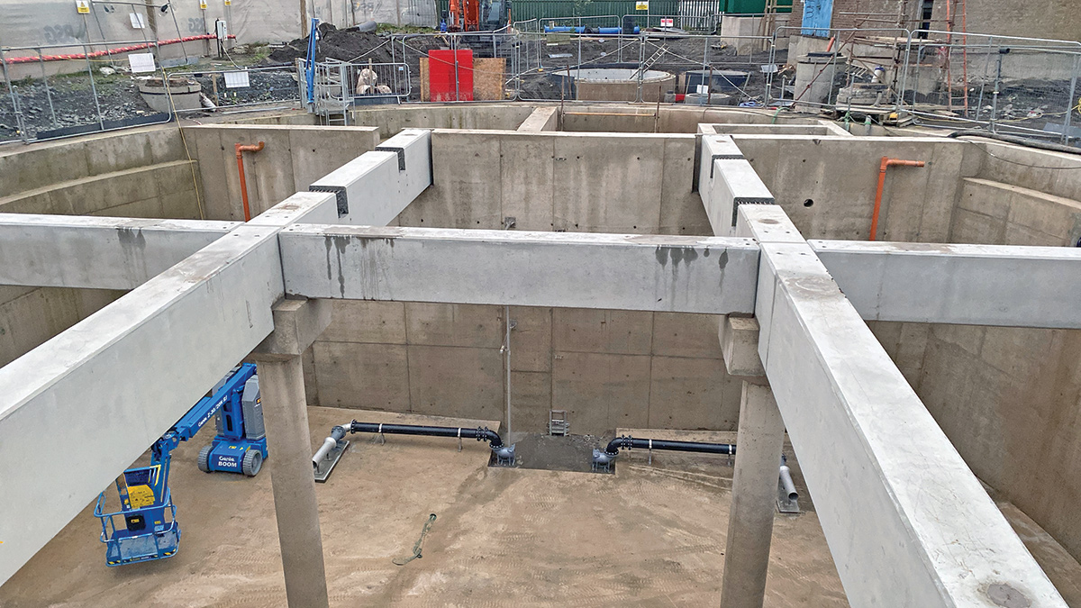 Installation of concrete beams - Courtesy of BSG Civil Engineering Ltd