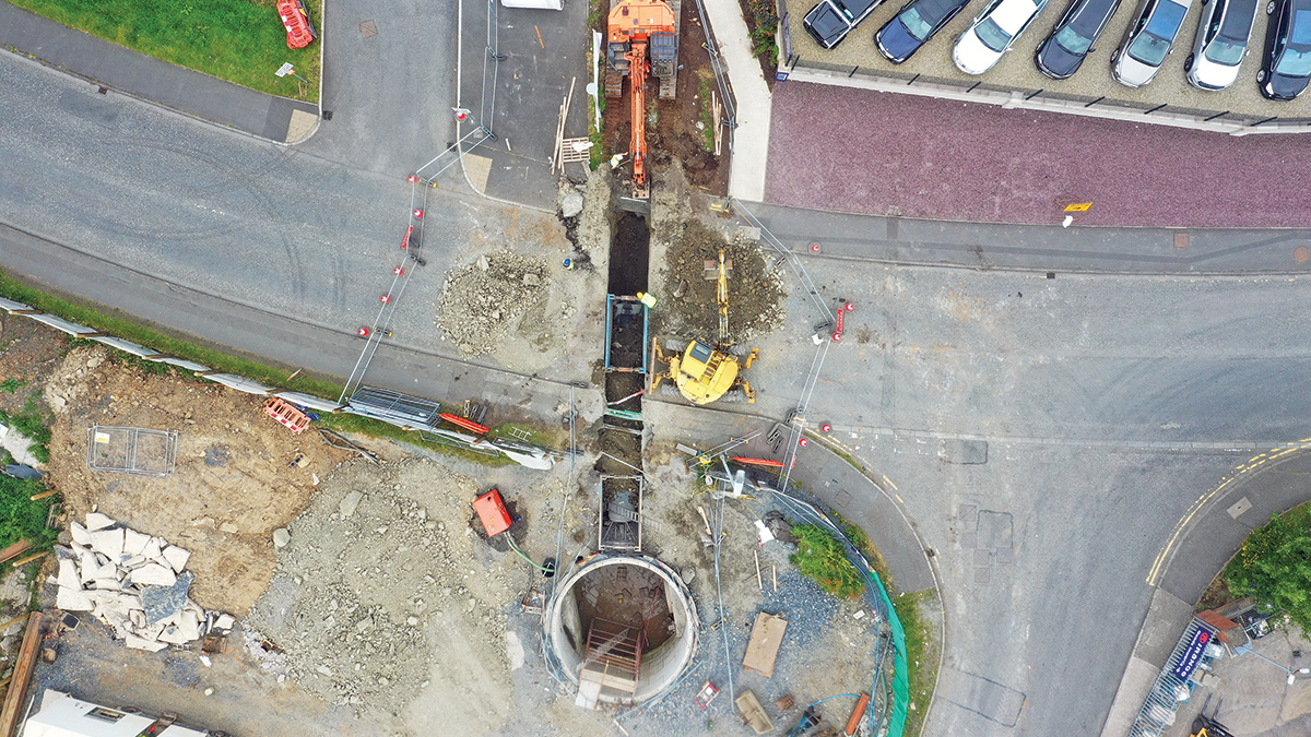 Open cut sewer installation at Manhole No. 4 - Courtesy of BSG Civil Engineering Ltd