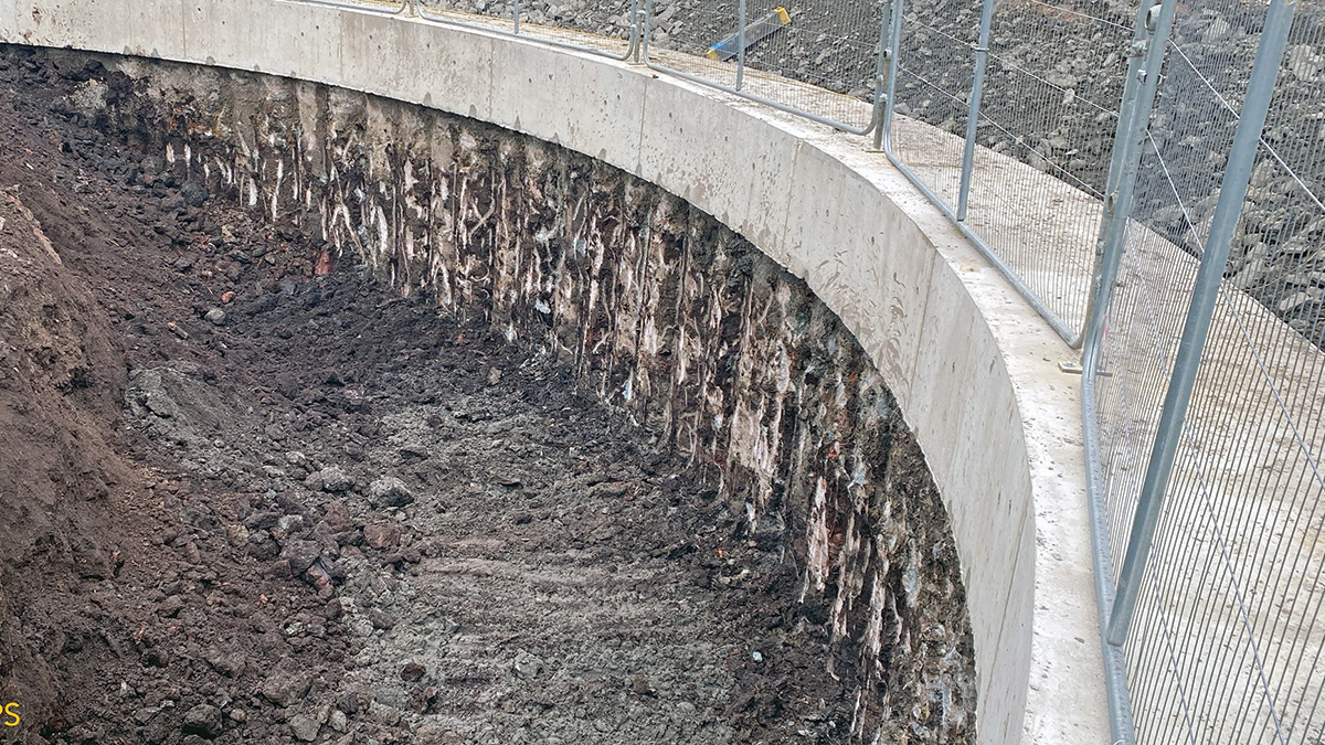 Secant piles with reinforced concrete capping beam - Courtesy of BSG Civil Engineering Ltd