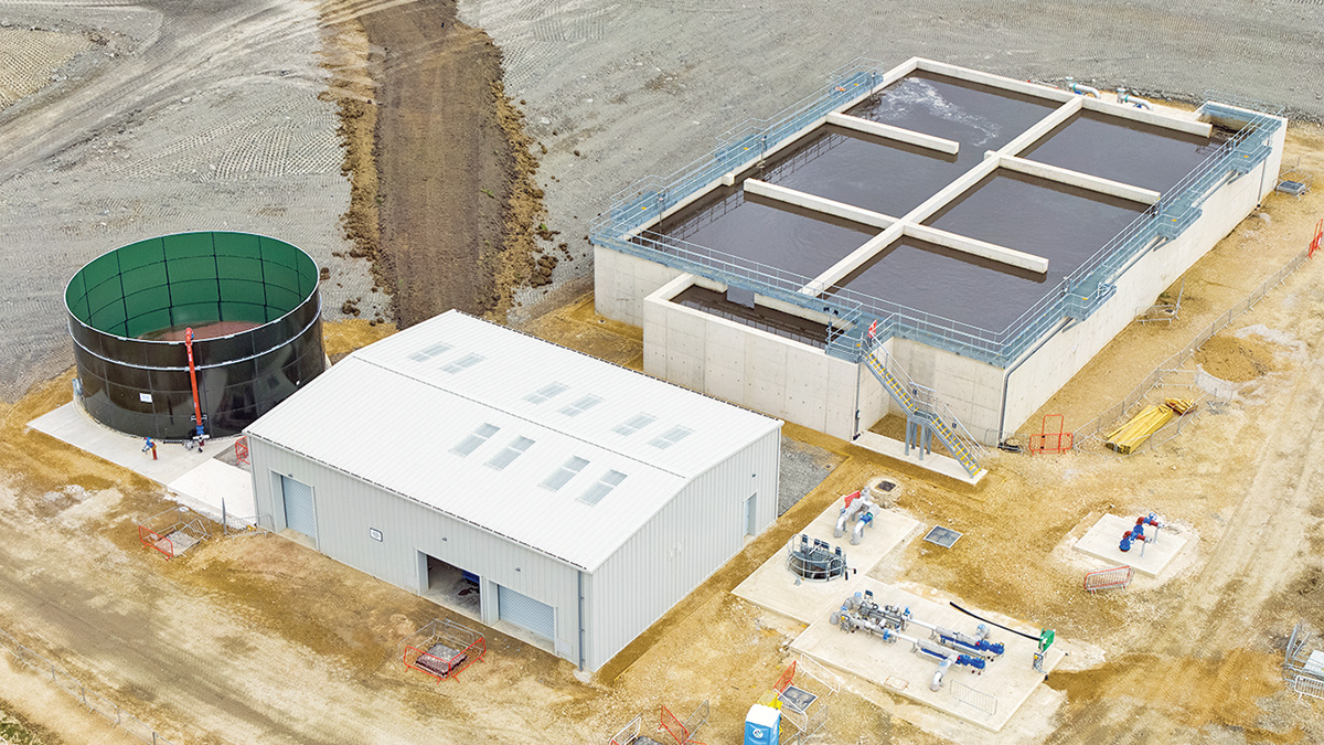 (left) Sludge thickened tank and sludge thickening building and (right) anaerobic and anoxic tank- Courtesy of MMB