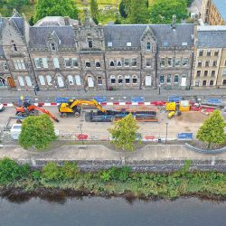 Construction works being undertaken between the River Tay and adjacent businesses and properties - Courtesy of CWA