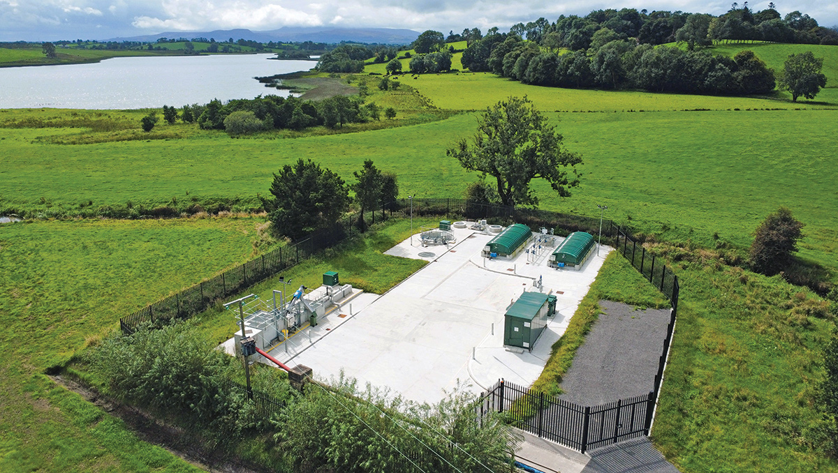 Drone image of the completed Tamlaght WwTW on the shores of Lough Erne - Courtesy of DLJ Water Ltd