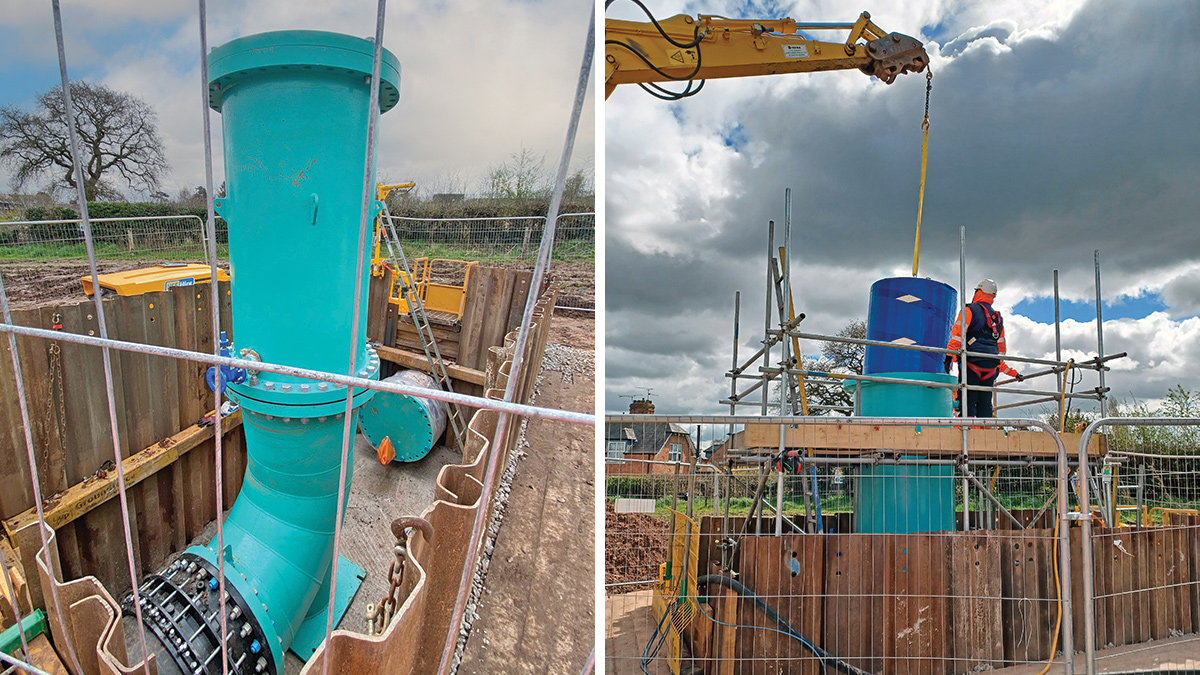 (left) Pipework set-up for vertical launch or air ‘pig’ and (right) launching the air 'pig' - Courtesy of Avove
