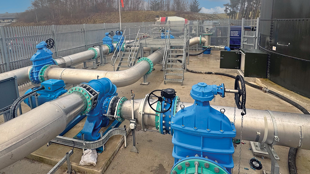 Above-ground backwash pumps, stainless steel pipework and valves - Courtesy of MMB