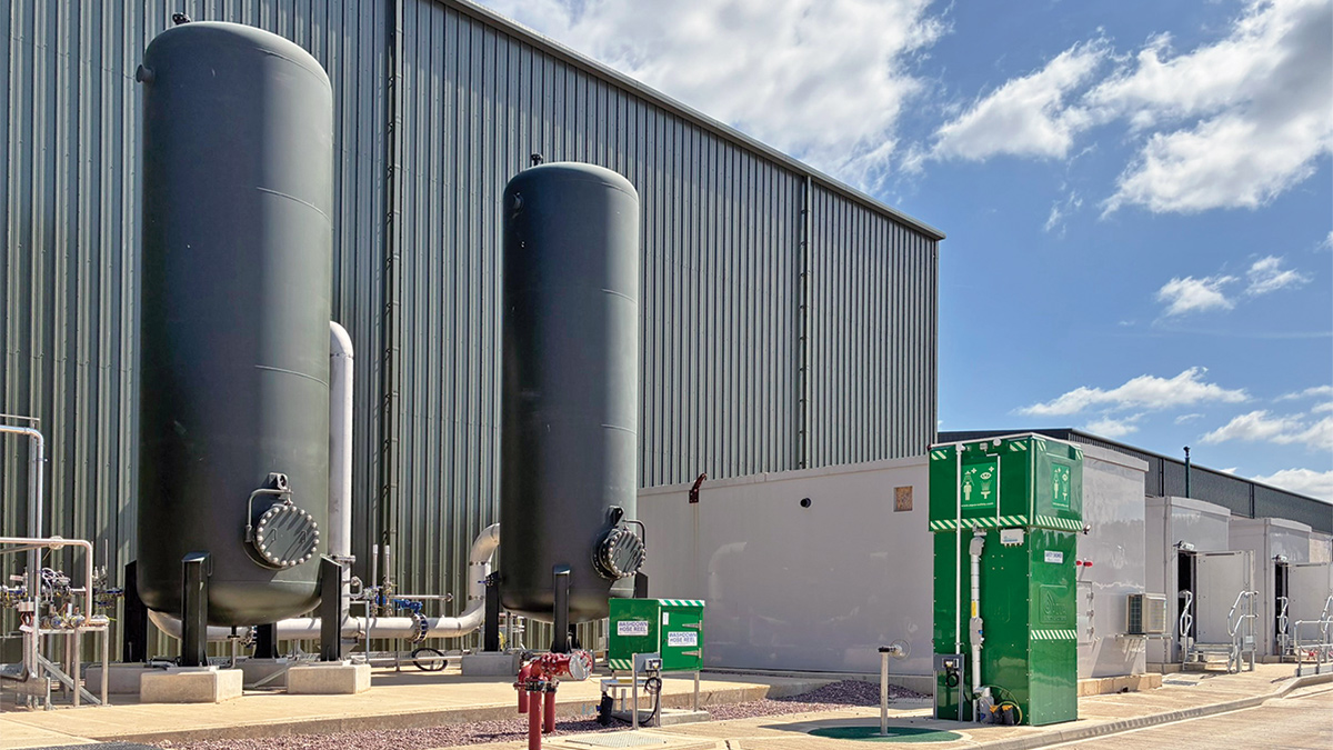 Membrane air spring vessels, chemical dosing kiosks and safety shower - Courtesy of MWH Treatment