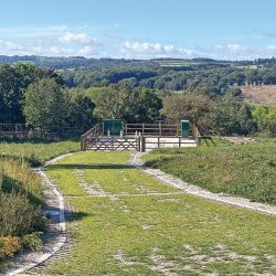 The completed pumping station and Terram Truckpave 80 access track following successful grass establishment - Courtesy of Galliford Try