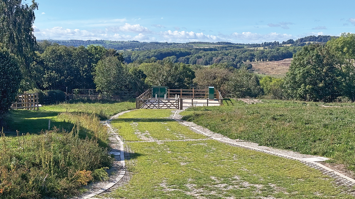 The completed pumping station and Terram Truckpave 80 access track following successful grass establishment - Courtesy of Galliford Try