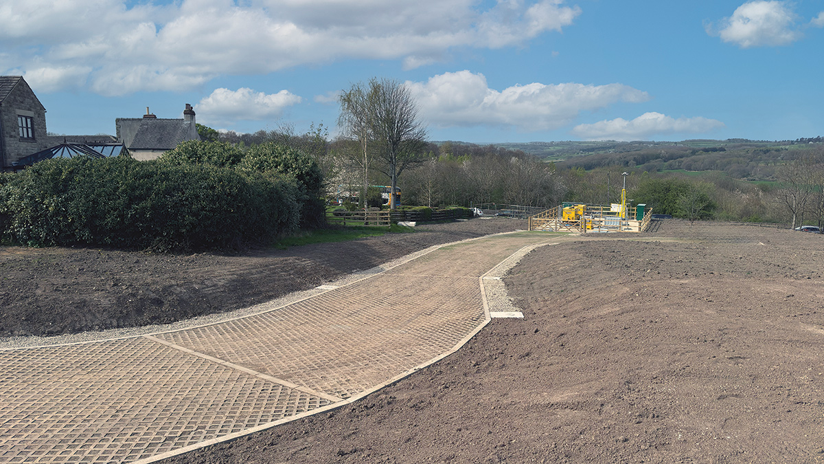 Completed cellular access system prior to grass establishment, providing durable all-weather operational access - Courtesy of Galliford Try