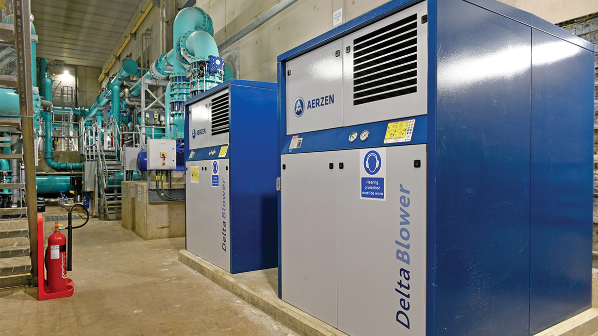 Aeration blowers from Aerzen Machines - Courtesy of Lowry Building & Civil Engineering