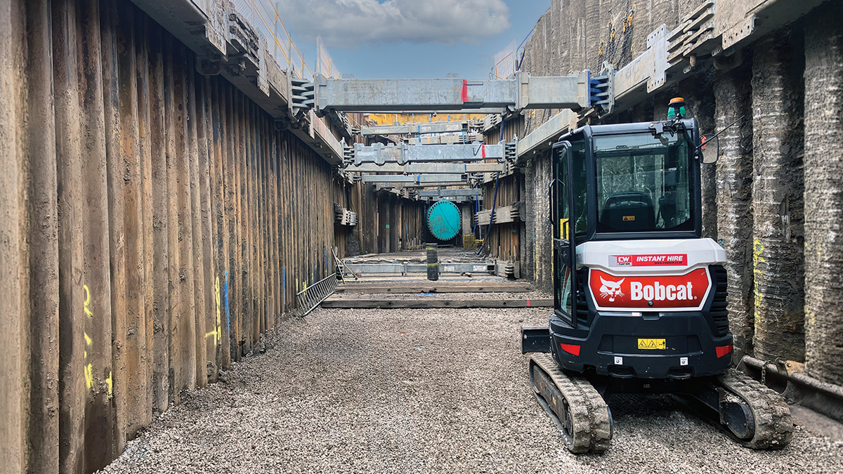 Continuous flight auger pile wall together with sheet pile temporary works - Courtesy of MWH Treatment