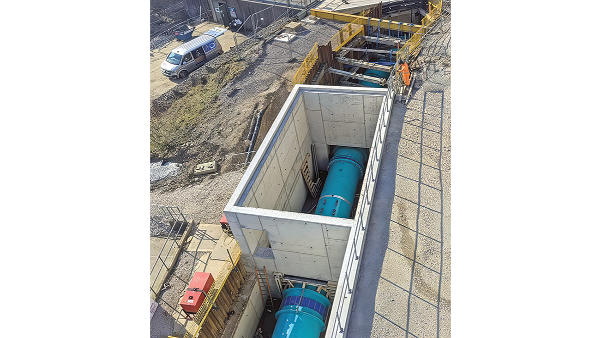 The new contact tank inlet chamber and pipework - Courtesy of MWH Treatment