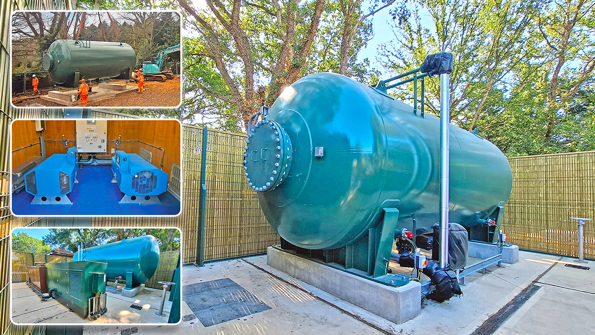 Surge vessel, compressors, standby generator & fuel tank - Courtesy of Ward & Burke