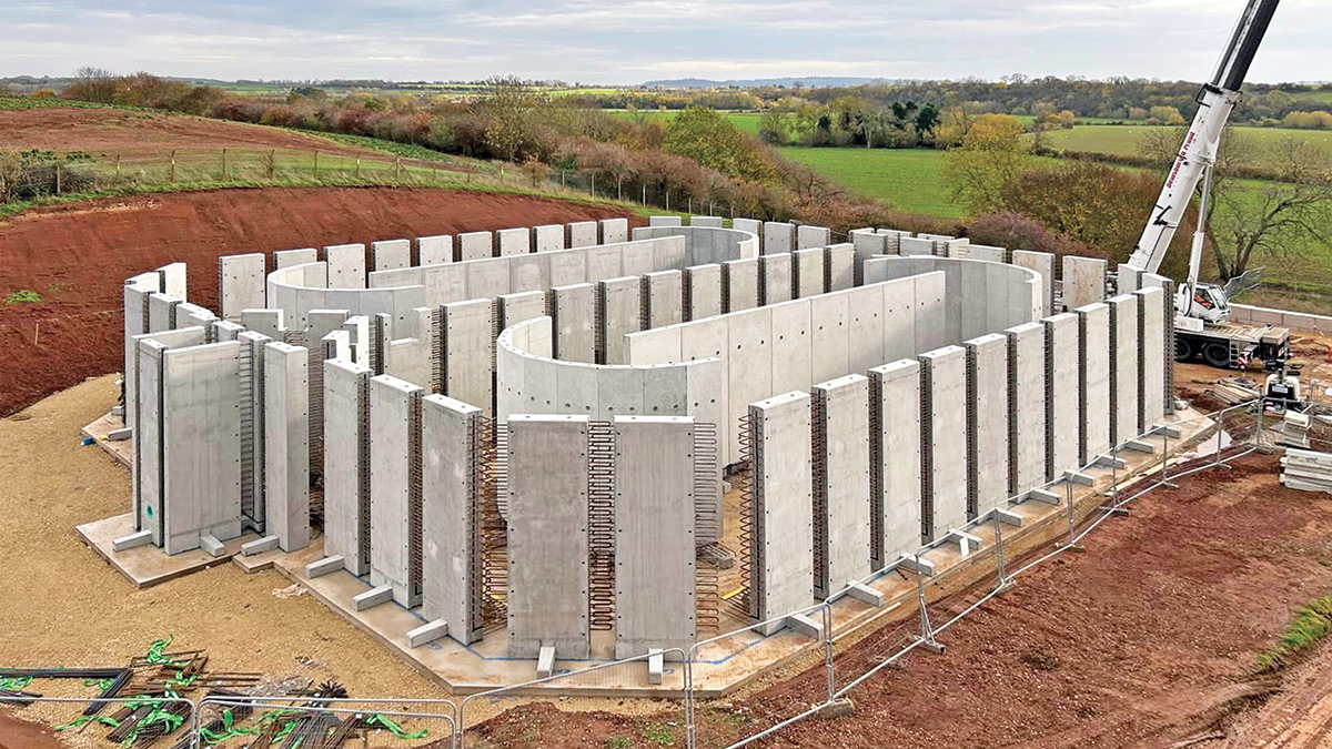 The precast concrete oxidation ditch under construction - Courtesy of Mott MacDonald Bentley
