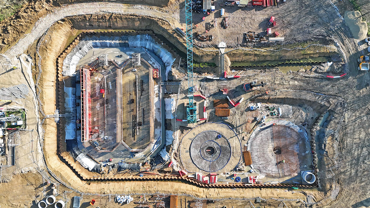 Construction of the oxidation ditch and FSTs - Courtesy of Galliford Try