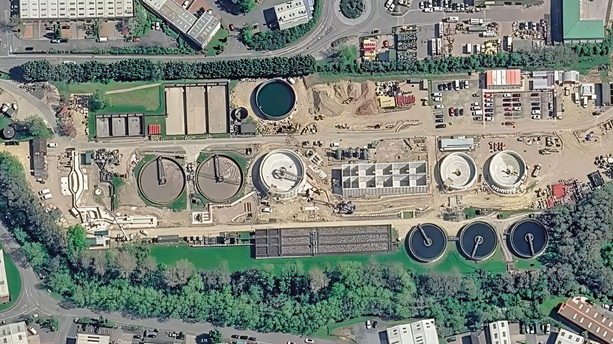 Google Earth image showing construction underway at Bromsgrove STW - Courtesy of Mott MacDonald Bentley