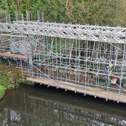 Temporary scaffolding for pipe bridge removal - Courtesy of JN Bentley