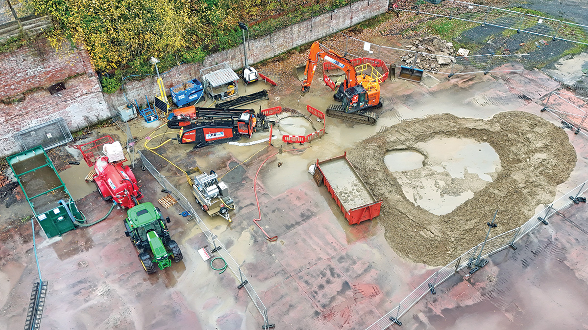 Horizontal directional drilling setup - Courtesy of JN Bentley