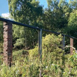 The existing pipe bridge was a major challenge to the project team and was removed as part of the project design - Courtesy of Esh Stantec