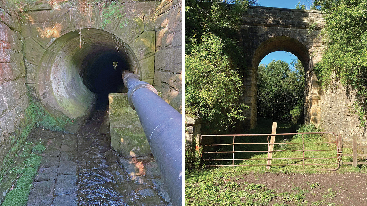 (left) The existing brick culvert which runs through the 10m high and (right) the Grade II listed former railway arch - Courtesy of Esh Stantec