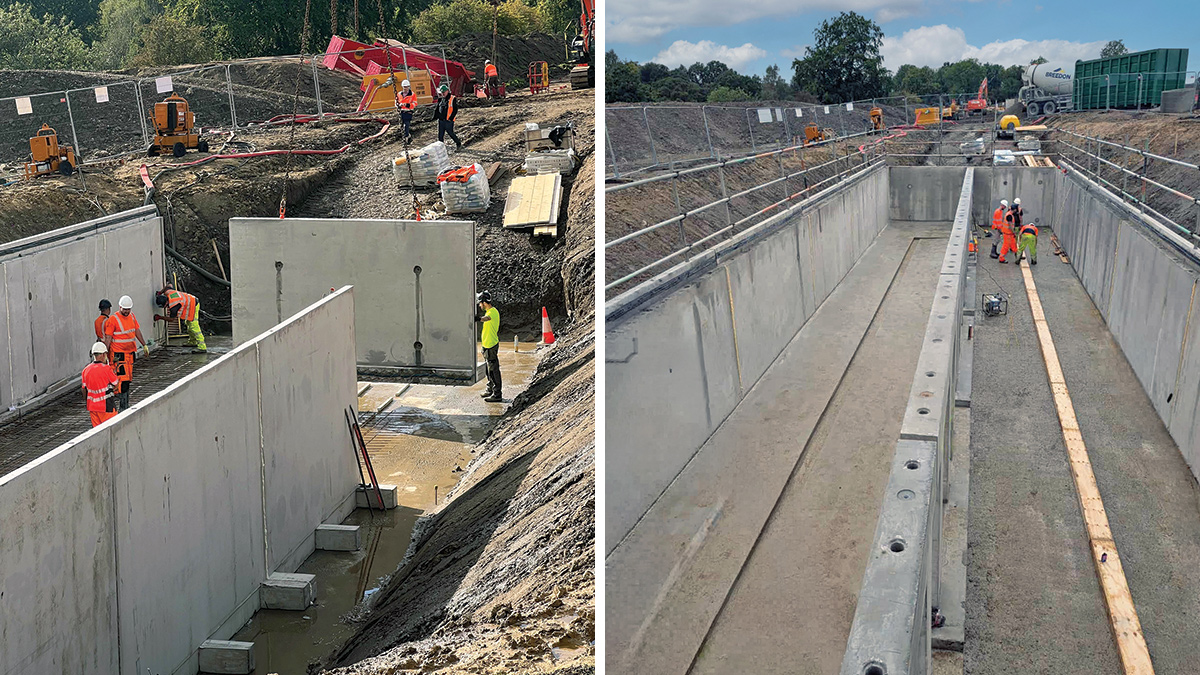 Construction of the precast concrete tank - Courtesy of Esh Stantec