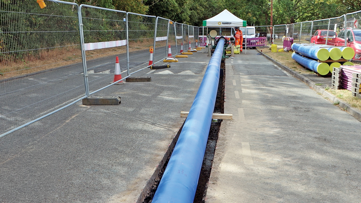 A section of the new HPPE water main being installed as part of the Monksmoor reinforcement scheme - Courtesy of @one Alliance