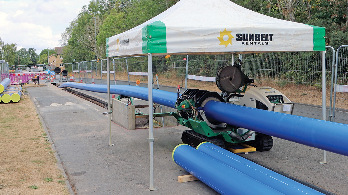 Sections of the HPPE pipe being welded together before installation - Courtesy of @one Alliance