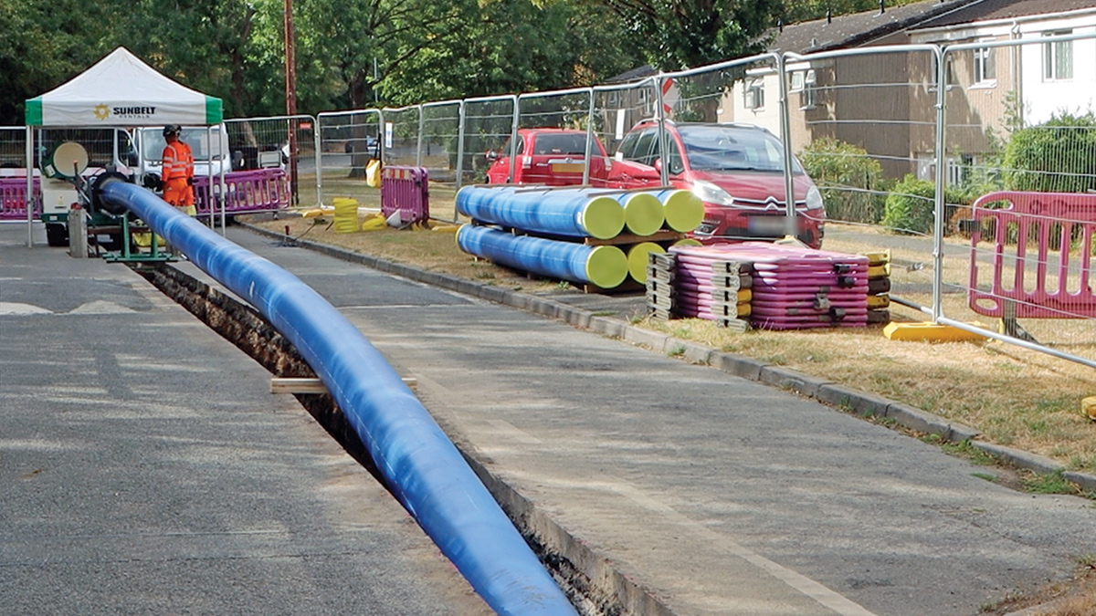 The newly welded section of pipe being laid into position - Courtesy of @one Alliance