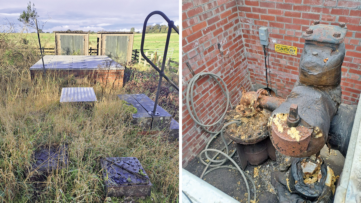 (left) The existing (out of service) Borrowfield borehole site and (right) the out of service Borrowfield borehole pumps - Courtesy of Scottish Water