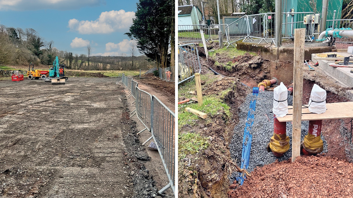 (left) Site preparation and (right) New underground storm tank pipework - Courtesy of Galliford Try