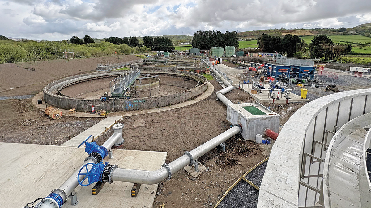 PST bypass & outlet pipework (foreground) and PST desludge PC pumps (background) - Courtesy of Mott MacDonald Bentley