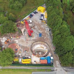 The site of the Gaskell Street CSO & Detention Tank Project adjacent to Sankey Brook - Courtesy of Shone’s Drones