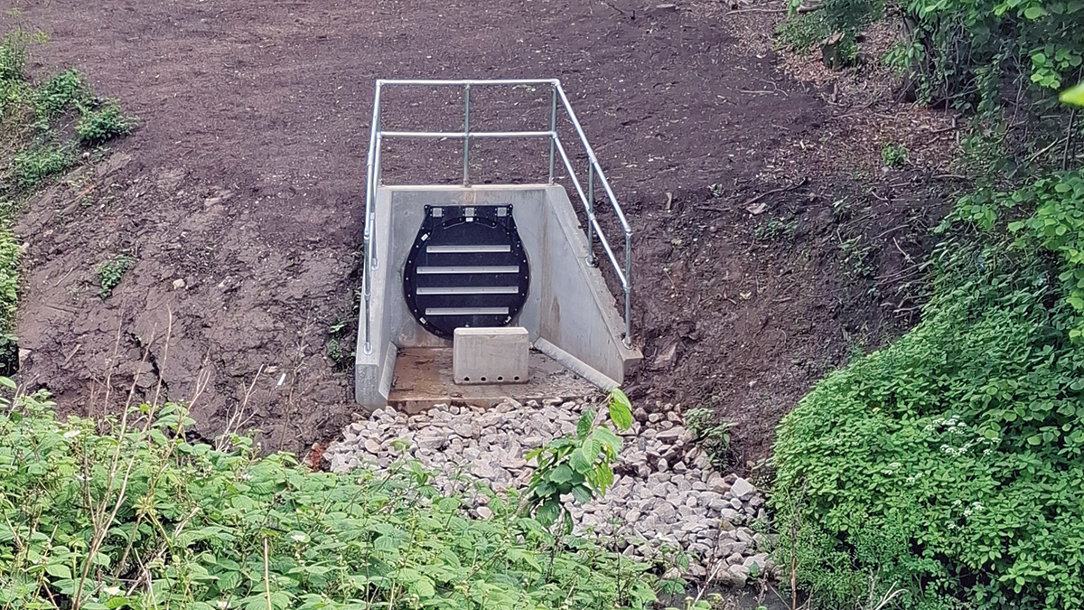 New outfall headwall installation on bank of Sankey Brook - Courtesy of Ward & Burke