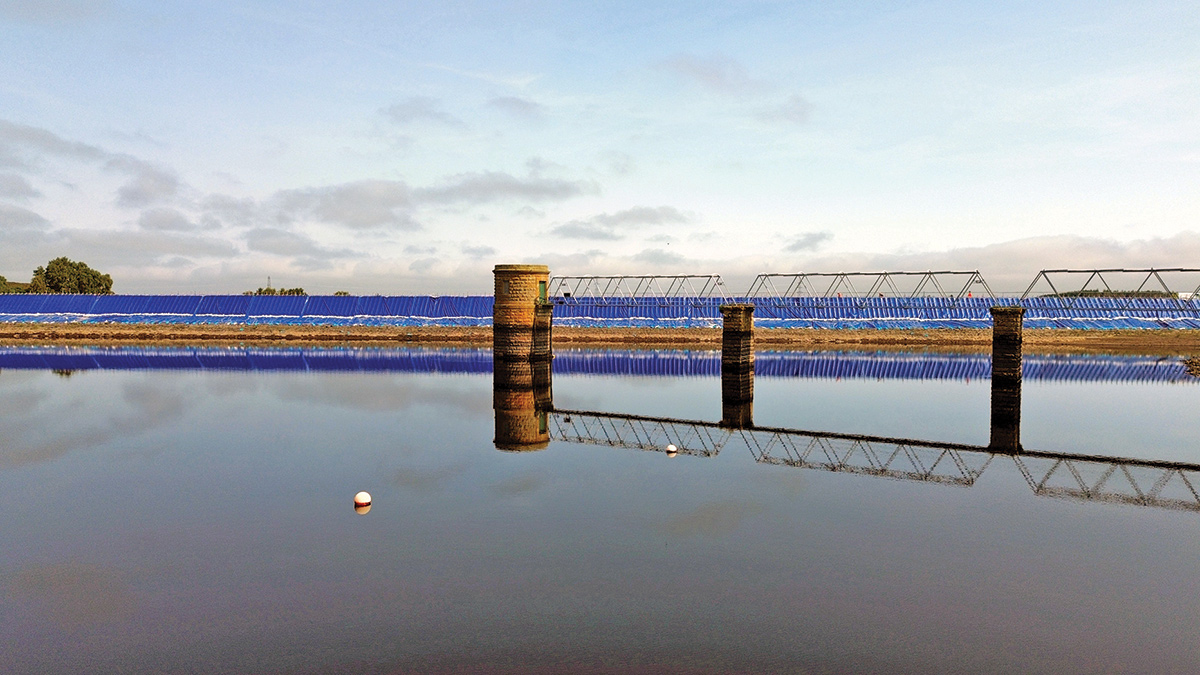 Flexi-dam behind the raw water intake tower - Courtesy of Morrison Construction