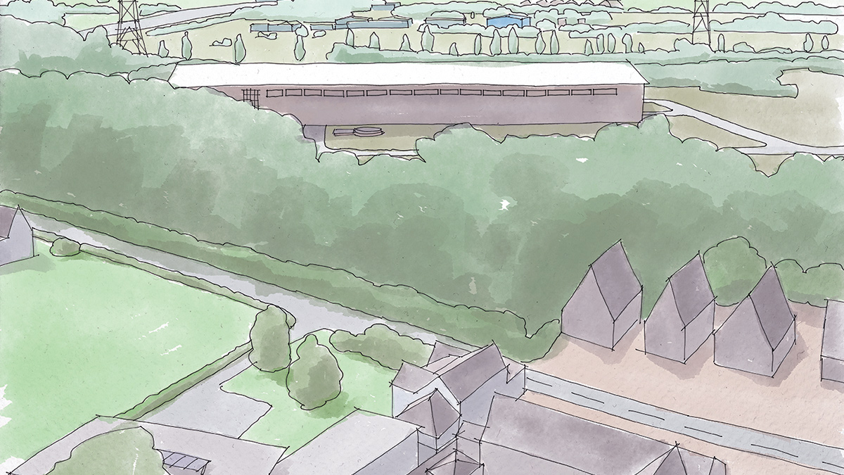 An aerial visualisation of the Minworth Advanced Water Treatment Plant - Courtesy of the Grand Union Canal Transfer scheme library