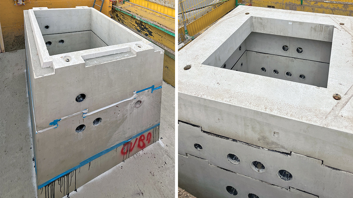 Precast Interlocking reinforced concrete draw pits cast by Poundfield Precast Ltd - Courtesy of BAM Enpure JV