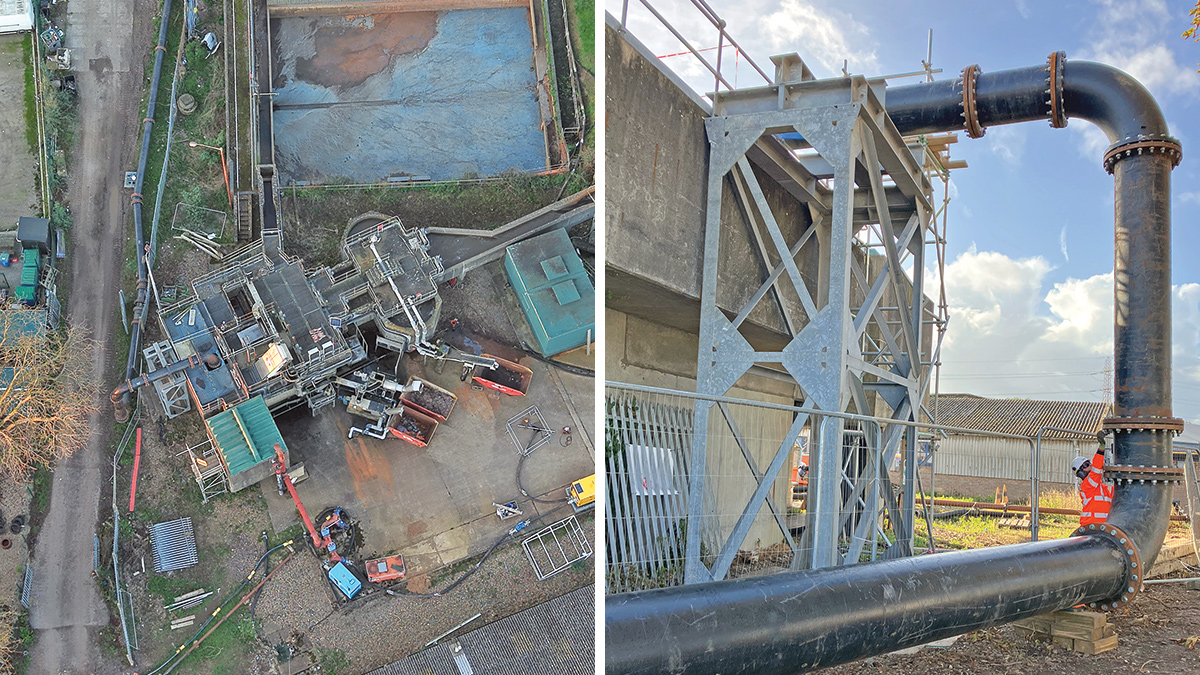 Selwood overpumping set up on MH9501 diverting the Burpham main flows directly to the inlet works. The system has a capacity of 300 l/s (duty/assist) with an additional 300 l/s (standby) - Courtesy of BAM Enpure JV