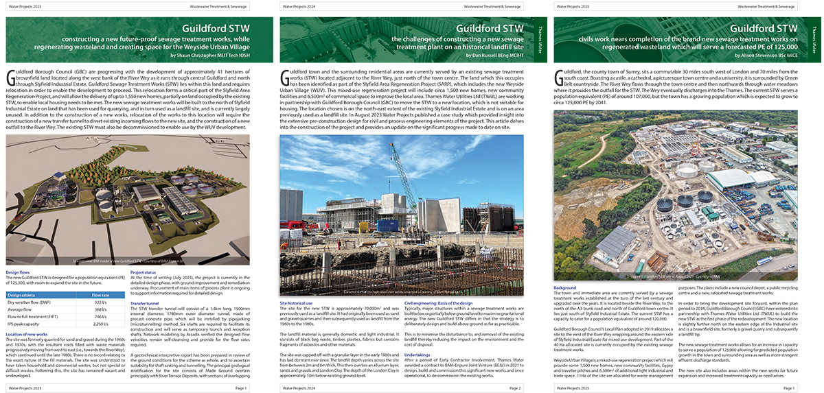 Guildford STW case studies on WaterProjects Online 2023, 2024 and 2025