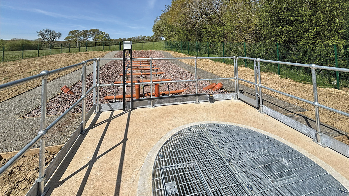 New reactive media filter bed, outlet chamber and associated ultrasonic level controller - Courtesy of Galliford Try