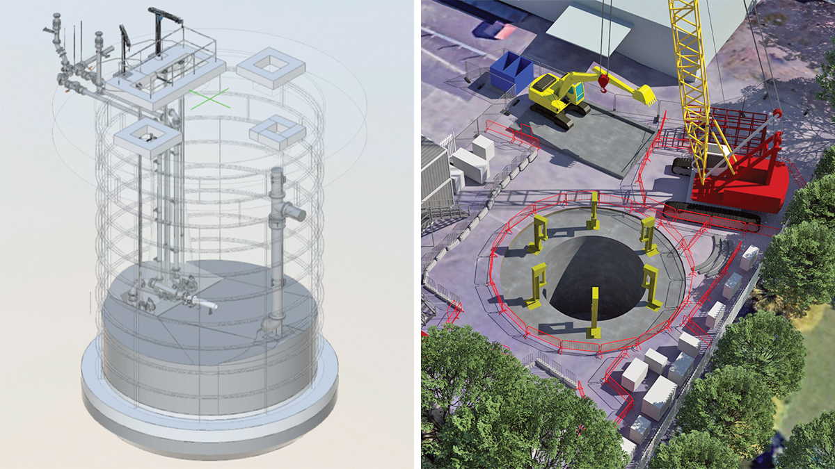 (left) Revit model and (right) digital visualisation - Courtesy of Galliford Try