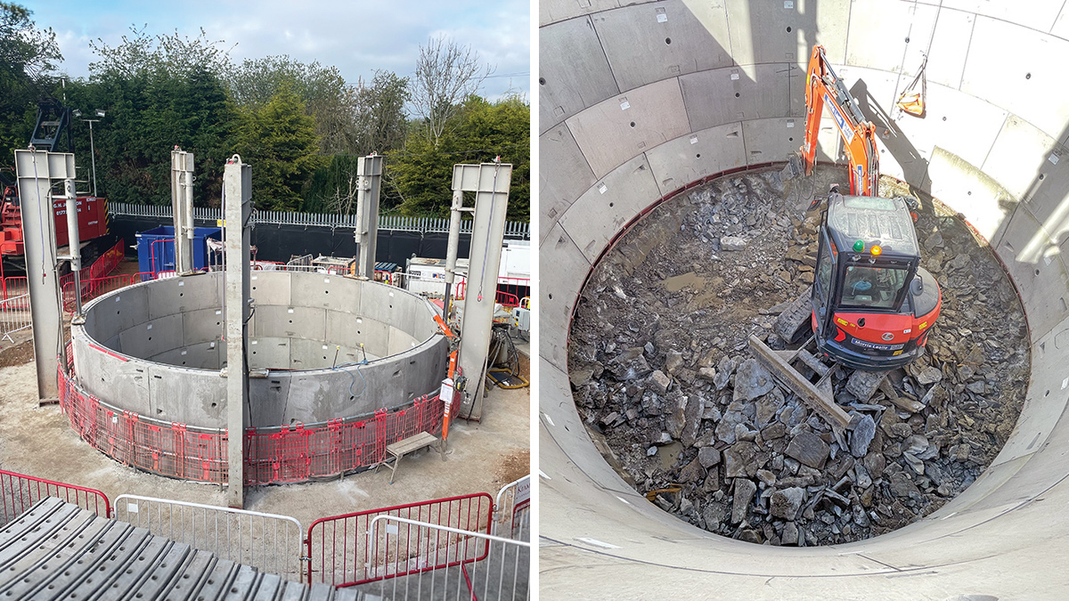(left) Commencement of shaft sinking and (right) excavation to formation - Courtesy of Galliford Try